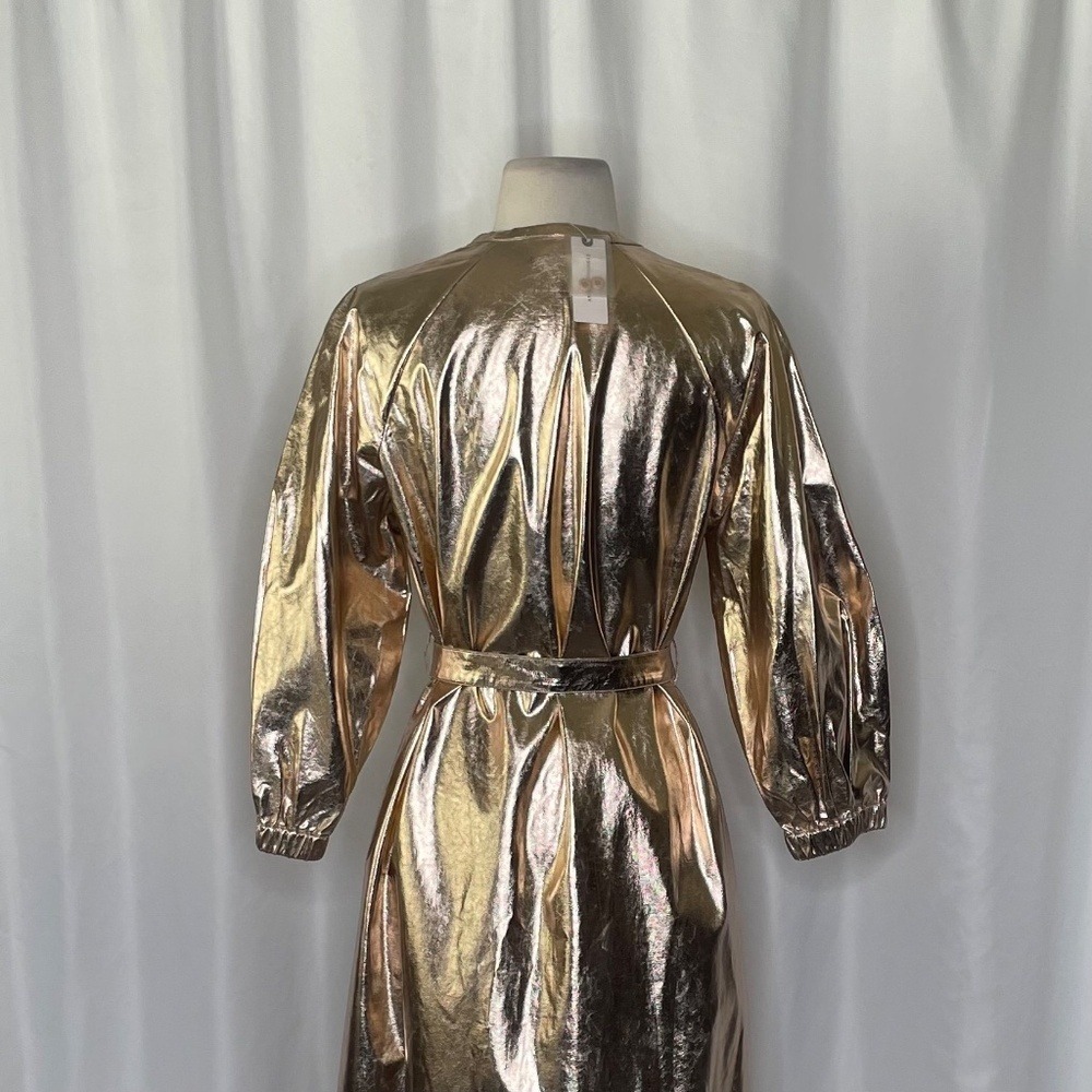 NWT!! Anthropologie MARE MARE Shine Faux‎ Leather Shirt Dress Pearl Metallic XS - Picture 11 of 15